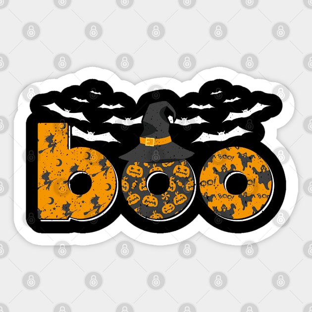 Funny Boo Halloween Teacher Witch Hat Bats Ghosts Sticker by trendingoriginals